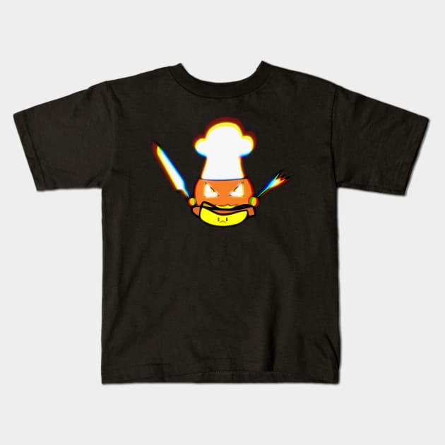 Jack O Lantern Chef Kawaii Hotdog Halloween Trick Or Treat Graphic Illustration Novelty Kids T-Shirt by MaystarUniverse